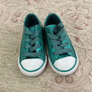 Converse All Star Low Tops Teal Glitter Toddler Girls